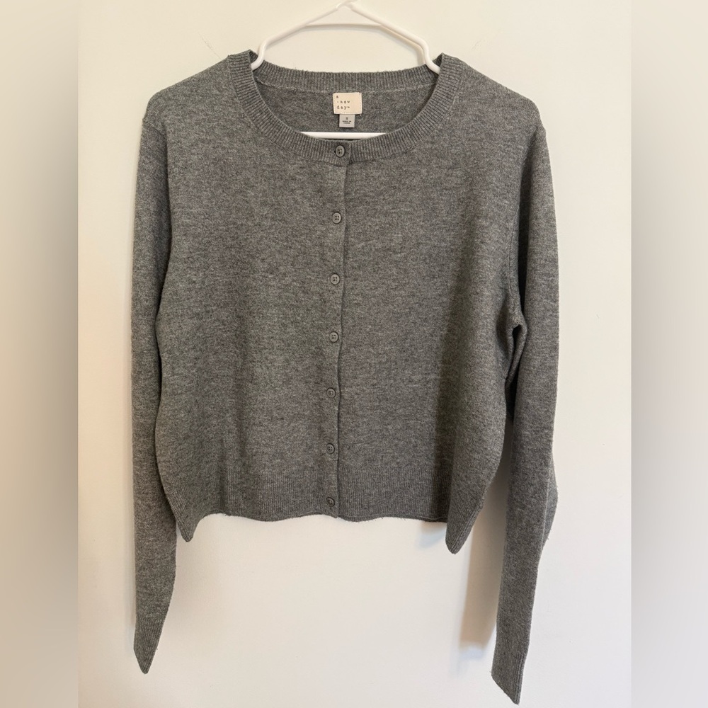 a new day - Gray Button-Up Women's Sweater Cardigan